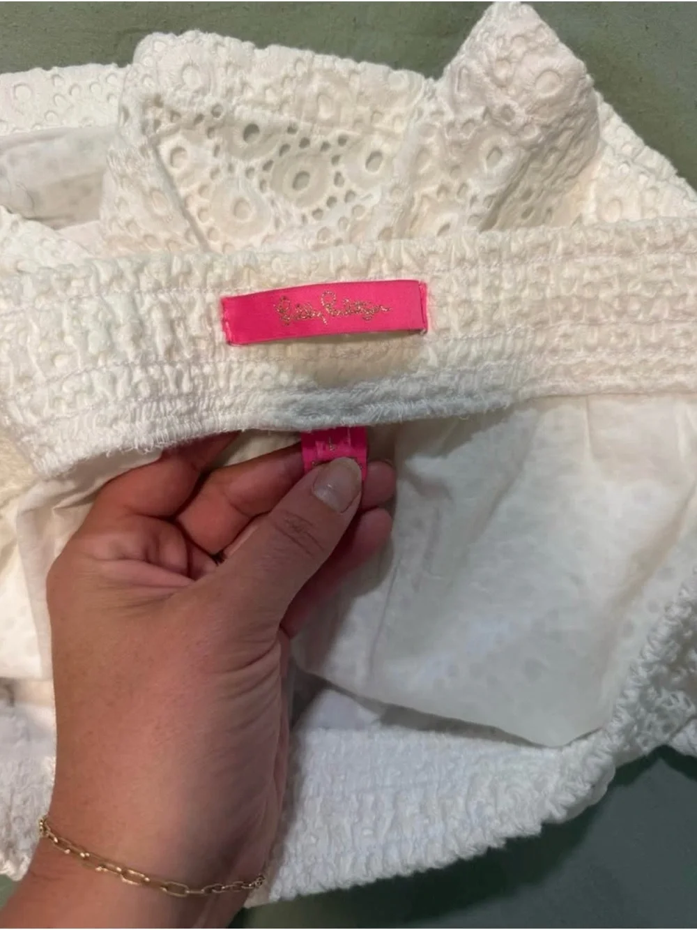 Lilly Pulitzer White Eyelet Shorts with Drawstring